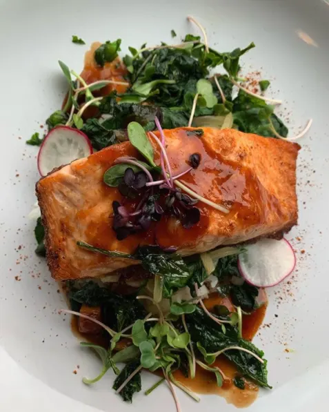 Salmon Fillet on bed of greens